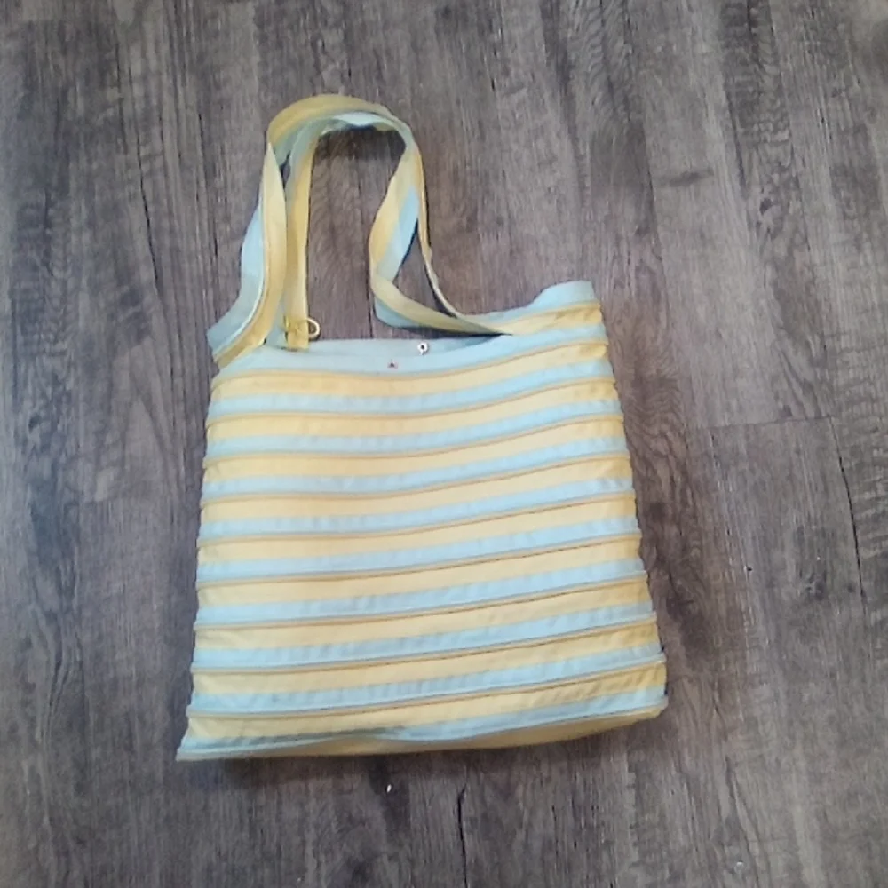 Striped Yellow and Blue Tote Bag